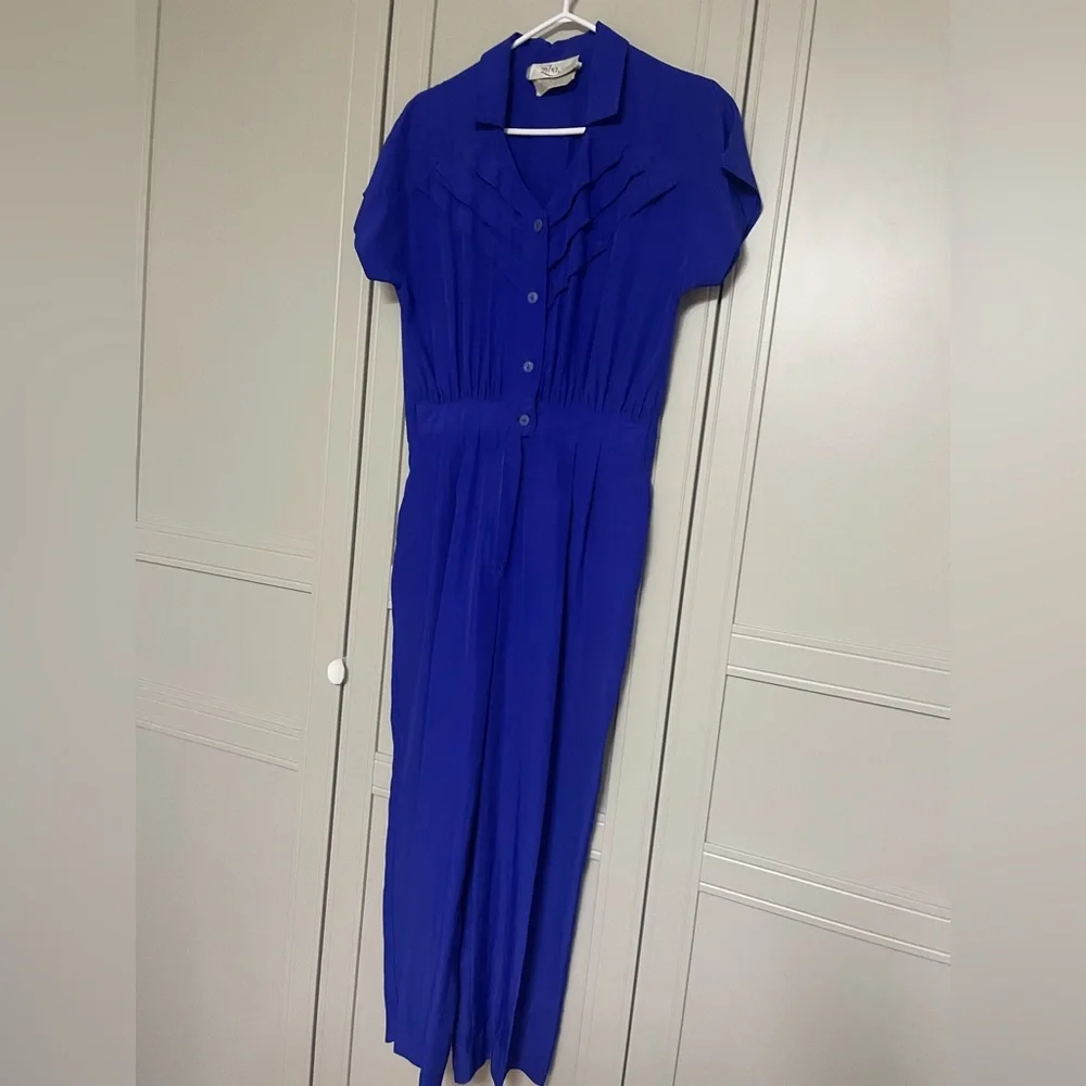 Vintage 1980’s Button Down Pants Jumpsuit - Picture 2 of 11